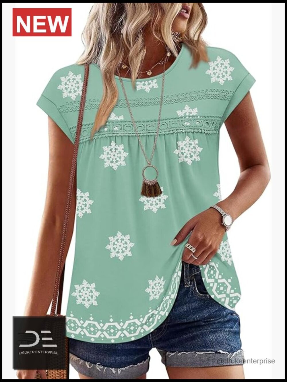 Lace Crochet Cap Sleeve T-Shirt Crew Neck Casual Loose Blouse